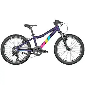 A Bicicleta Bergamont Bergamonster 20 Purple tem Quadro em Alumínio, Forqueta Suntour XCT JR, Shimano 1x7VL e Travões V-brake.