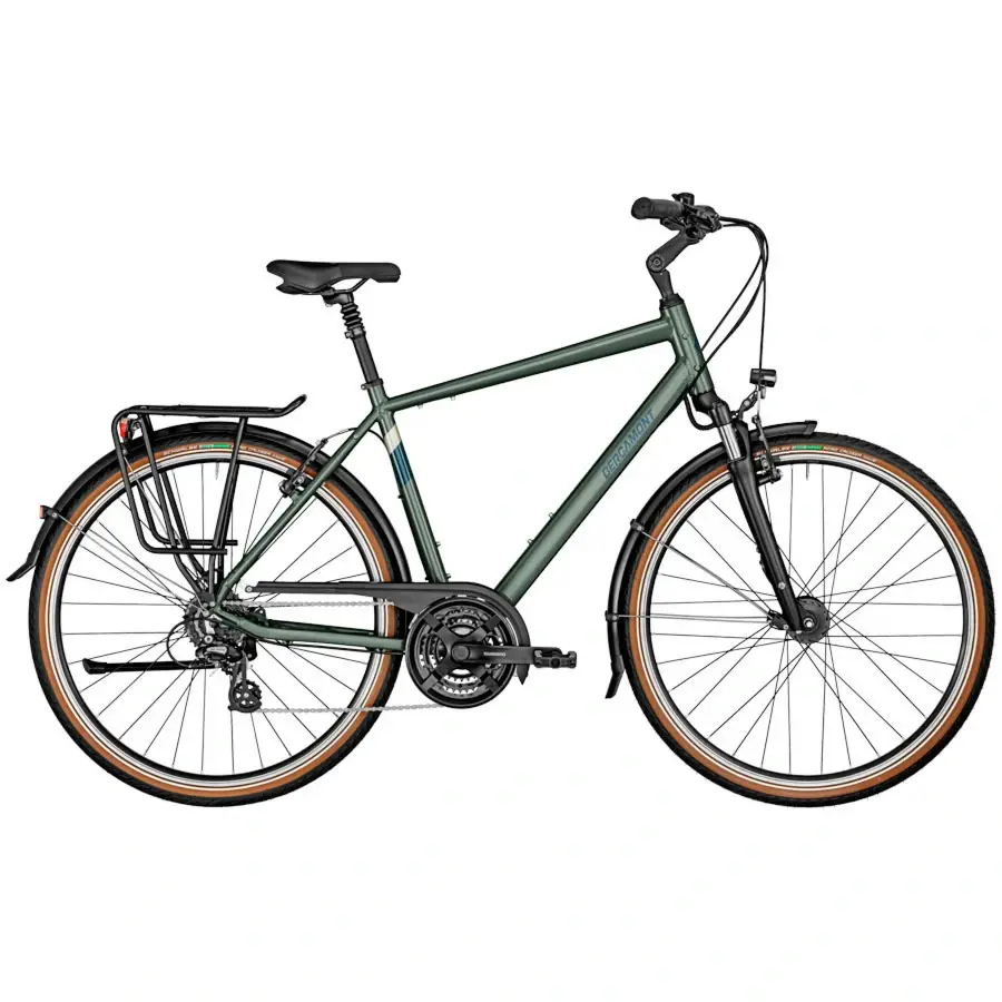 A Bicicleta Bergamont Horizon 3 Gent tem Quadro em Alumínio, Forqueta Suntour NEX P, Shimano 3X8VL e Travão Tektro V-brake.