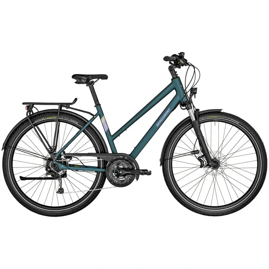 A Bicicleta Bergamont Horizon 6 Plus Lady possui um quadro recentemente desenvolvido, superestável e resistente, com 160 kg de peso máximo do sistema.