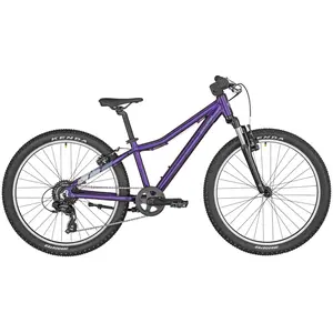 A Bicicleta Bergamont Revox 24 Purple tem Quadro em Alumínio, Forqueta Suntour XCT JR, Shimano 1x8VL e Travões Tektro V-brake.