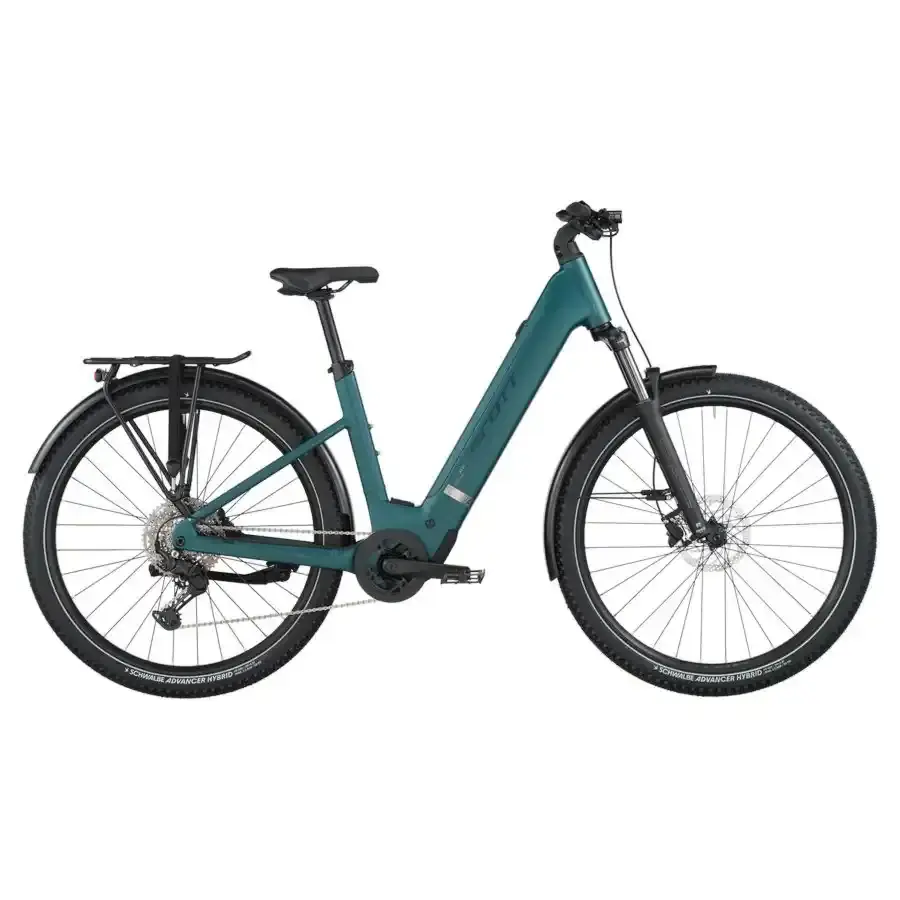 A Bicicleta Elétrica SCOTT Axis 30 Wave está equipada com Quadro Wave Axis Alloy, Motor Bosch Performance e Transmissão Shimano CUES 10 VL.