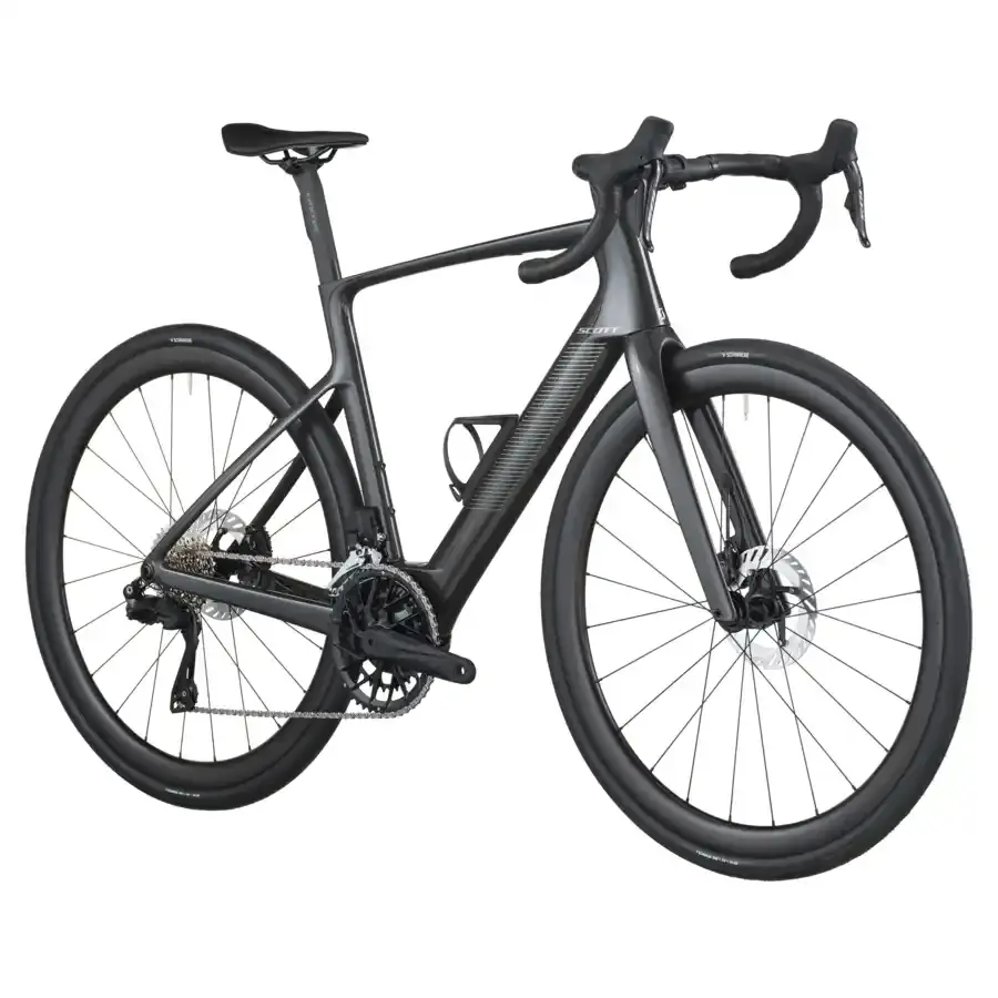 A Bicicleta Elétrica SCOTT Fastlane 20 tem bateria interna até 290 Wh, Quadro em Carbono HMX e transmissão Shimano 105 Di2 Disc 24 VL.