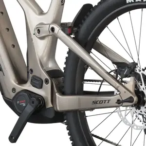 A Bicicleta Elétrica SCOTT Patron 910 tem Quadro em Carbono e Triângulo Alloy, Transmissão SRAM S1000 AXS 12 VL e Motor Bosch CX com bateria até 800Wh.