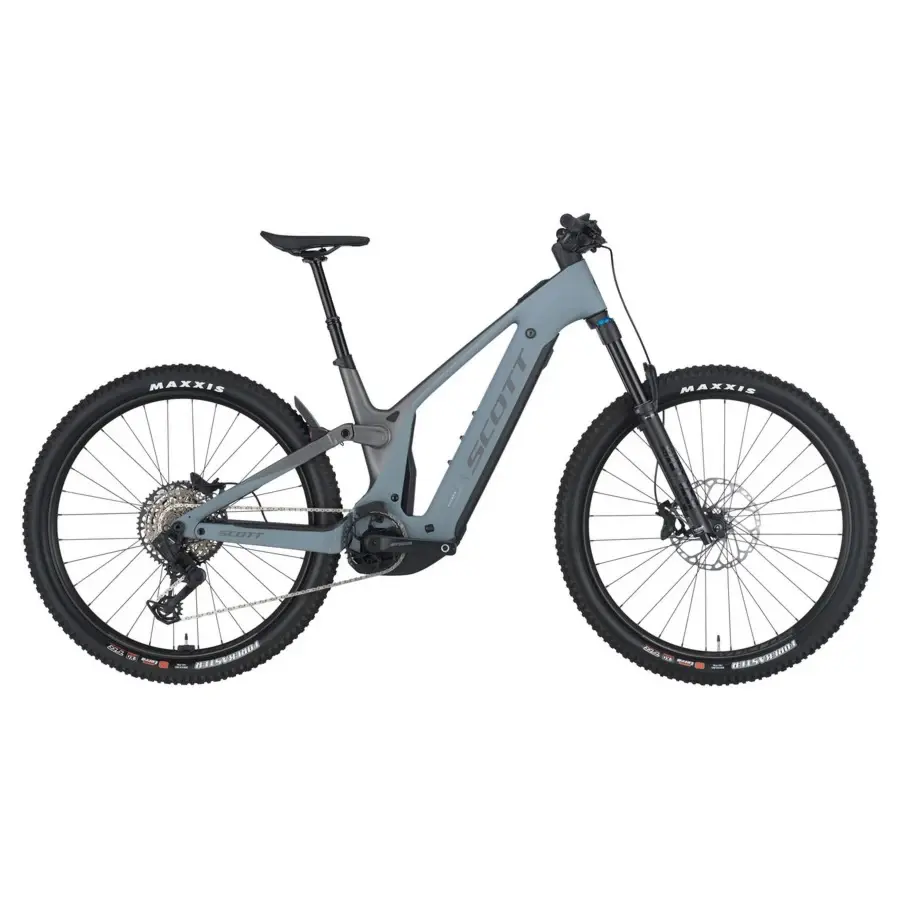 Descubra a Bicicleta Elétrica SCOTT Patron 910 com suspensão Fox, Transmissão SRAM AXS de 12VL e Travões de disco Shimano Deore.
