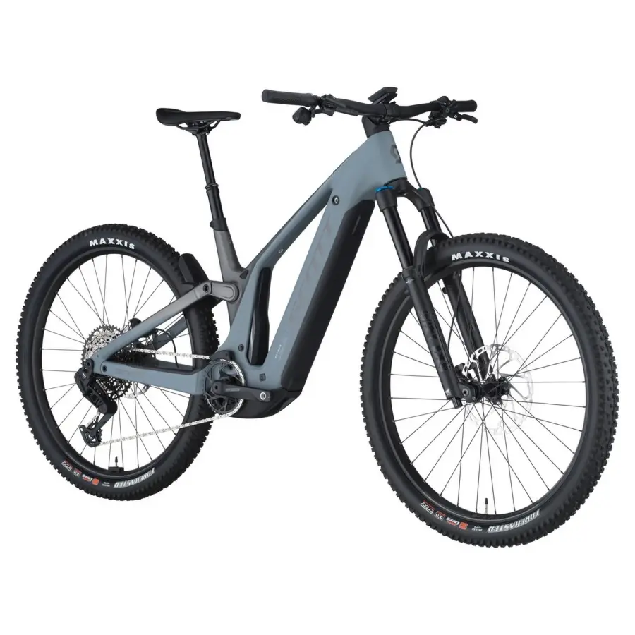 Descubra a Bicicleta Elétrica SCOTT Patron 910 com suspensão Fox, Transmissão SRAM AXS de 12VL e Travões de disco Shimano Deore.