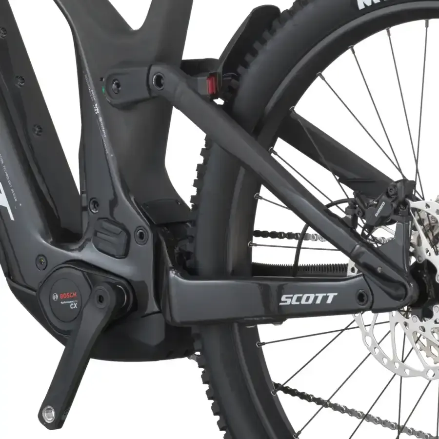 A Bicicleta Elétrica SCOTT Patron 920 tem Quadro em Carbono e Triângulo Alloy, Transmissão Shimano Deore 12 VL e Motor Bosch CX com bateria até 800Wh.
