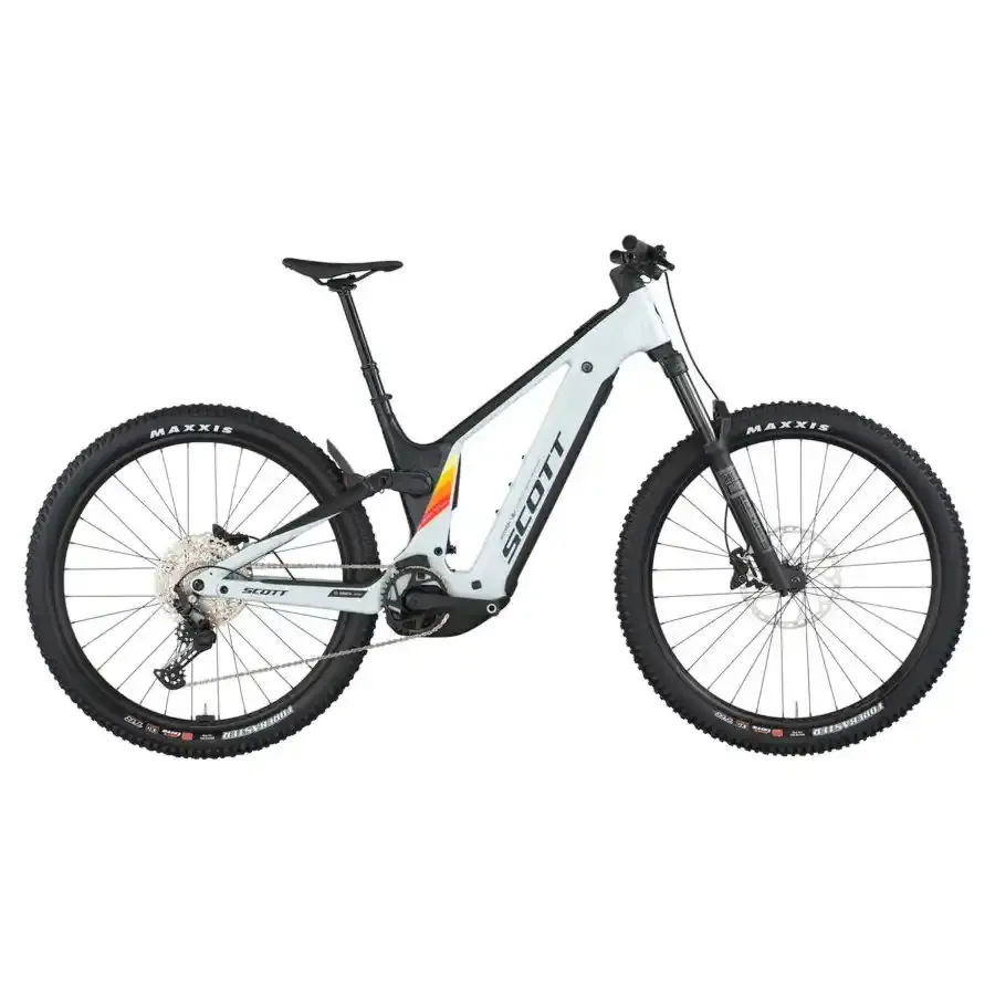 A Bicicleta Elétrica SCOTT Patron 930 tem Quadro em Alloy, Transmissão Shimano Deore 12 VL e Motor Bosch CX com bateria até 800Wh.