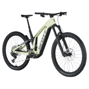 A Bicicleta Elétrica SCOTT Patron ST 900 RC tem suspensão Fox, Transmissão SRAM AXS de 12VL e Travões de disco Shimano SLX.