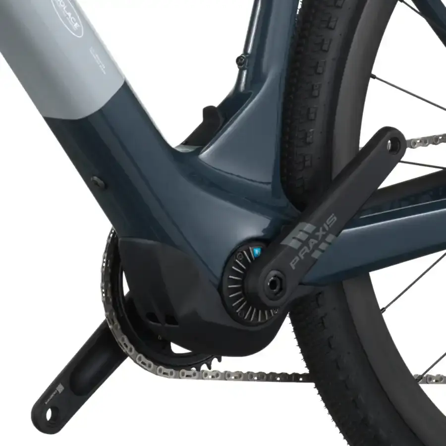 A Bicicleta Elétrica SCOTT Solace Gravel 20 tem bateria interna até 520 Wh, Quadro em Carbono HMX e transmissão SRAM Force XPLR AXS Disc 13 VL.