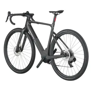 A Bicicleta Elétrica SCOTT Solace Gravel 30 tem bateria interna até 520 Wh, Quadro em Carbono HMX e transmissão SRAM APEX XPLR AXS Disc 12 VL.
