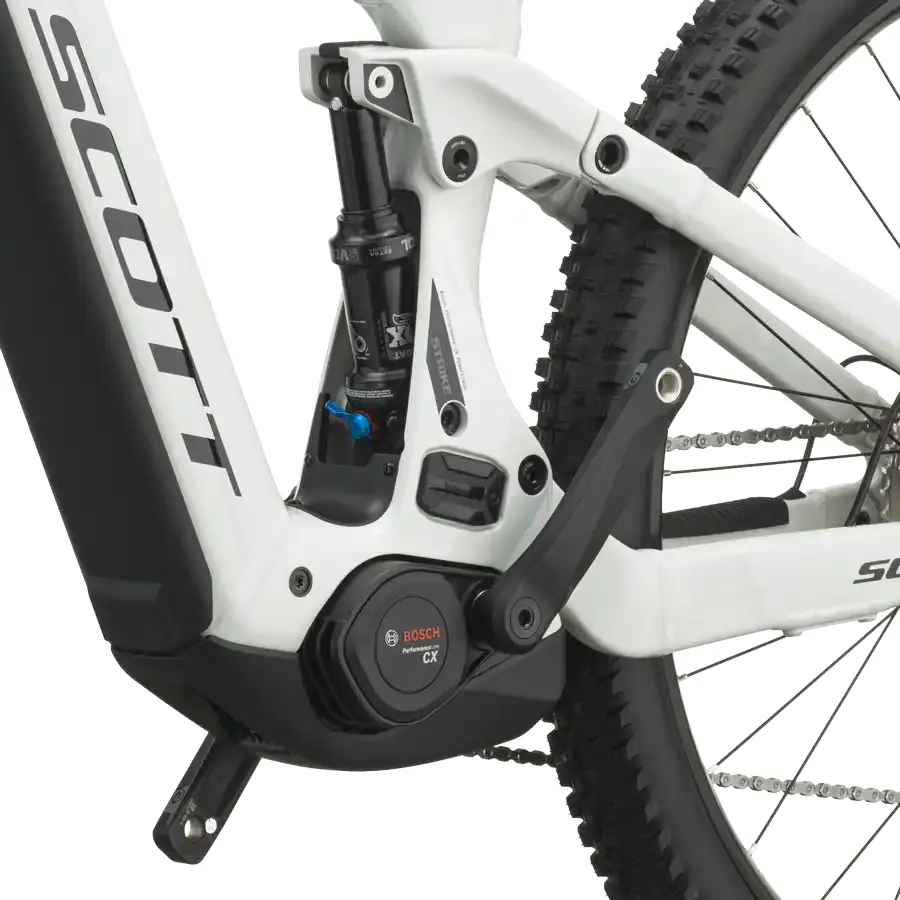 SCOTT STRIKE 20: e-MTB confortável com foco em tração e confiança, para trilhos, passeios longos e terreno misto com apoio elétrico. Boa para pedalar mais.