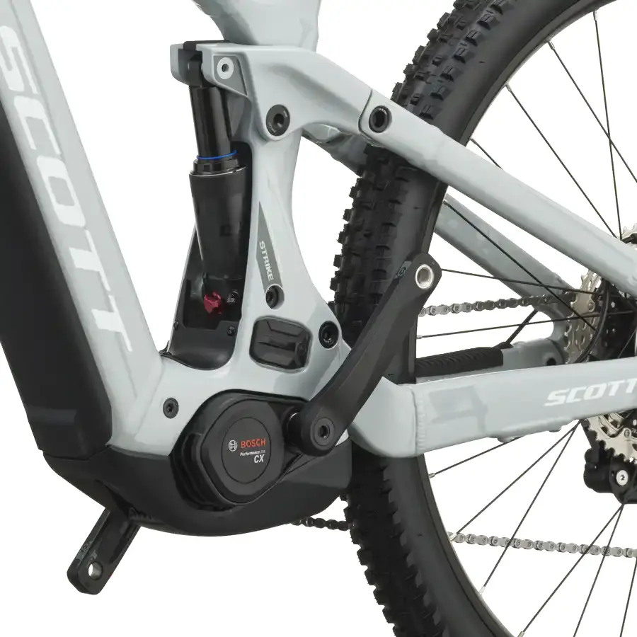 SCOTT STRIKE 40: e-MTB confortável com foco em tração e confiança, para trilhos, passeios longos e terreno misto com apoio elétrico. Boa para pedalar mais.