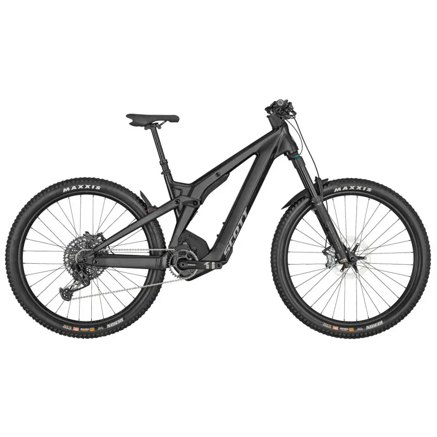 A Bicicleta Elétrica SCOTT Strike eRIDE 900 EVO tem motor Bosch potente, suspensão FOX Performance Elite 150mm e SRAM GX Eagle.