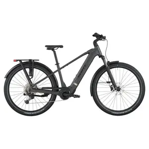 A Bicicleta Elétrica SCOTT Sub Sport 10 tem Quadro em Alloy, Transmissão Shimano CUES 10 VL, um motor Bosch Perf PX e uma bateria de 800 Wh.