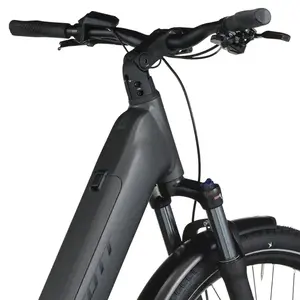A Bicicleta Elétrica SCOTT Sub Sport 10 Wave tem Quadro em Alloy, Transmissão Shimano CUES 10 VL, um motor Bosch Perf PX e uma bateria de 800 Wh.