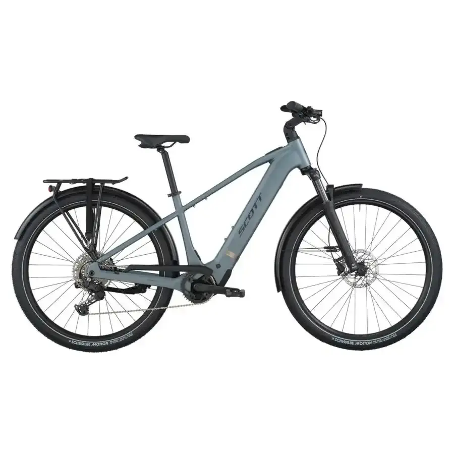 A Bicicleta Elétrica SCOTT Sub Sport 20 tem Quadro em Alloy, Transmissão  Shimano CUES 10 VL, um motor Bosch Perf PX e uma bateria de 600 Wh.