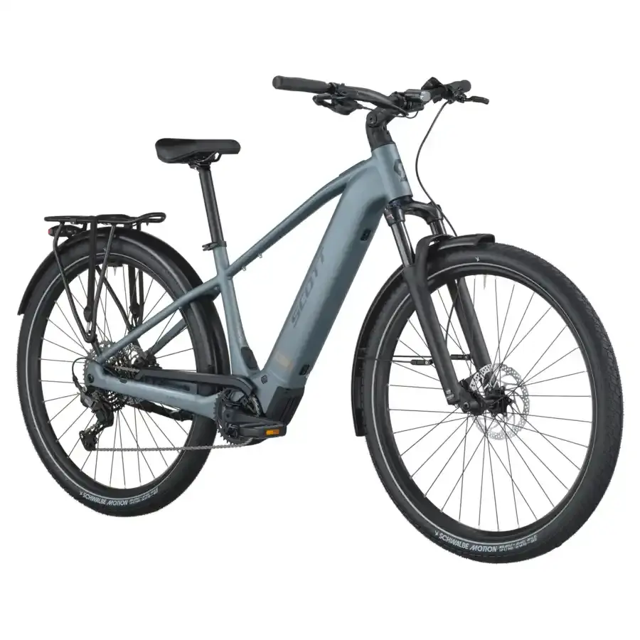 A Bicicleta Elétrica SCOTT Sub Sport 20 tem Quadro em Alloy, Transmissão  Shimano CUES 10 VL, um motor Bosch Perf PX e uma bateria de 600 Wh.