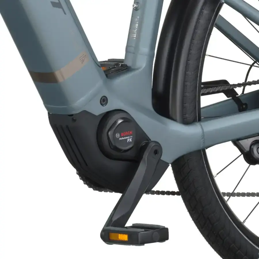 A Bicicleta Elétrica SCOTT Sub Sport 20 Wave tem Quadro em Alloy, Transmissão Shimano CUES 10 VL,  um motor Bosch Perf PX e uma bateria de 600 Wh.