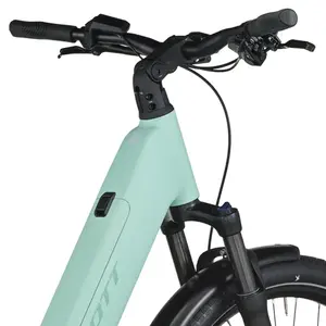 A Bicicleta Elétrica SCOTT Sub Sport 20 Wave tem Quadro em Alloy, Transmissão Shimano CUES 10 VL,  um motor Bosch Perf PX e uma bateria de 600 Wh.