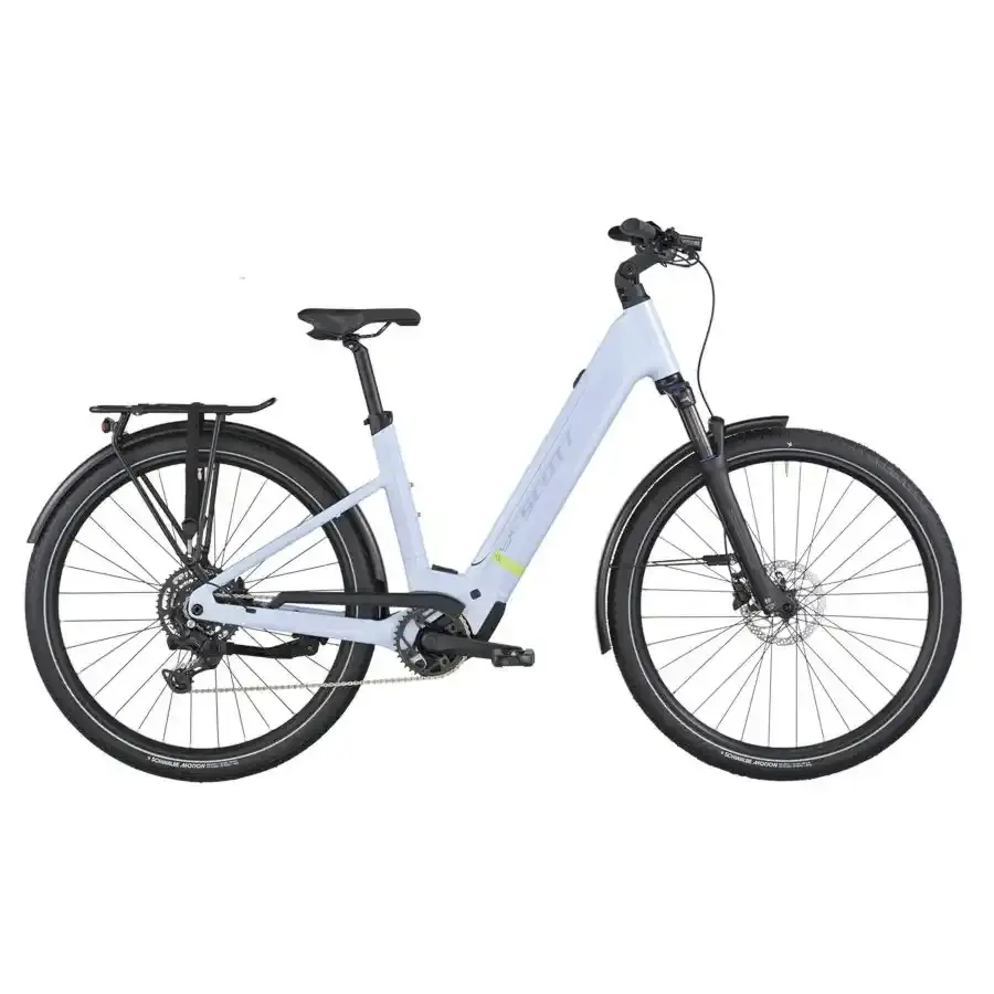 A Bicicleta Elétrica SCOTT Sub Sport 30 tem Quadro em Alloy, Transmissão Shimano CUES 9 VL,  um motor Bosch Perf PX e uma bateria de 540 Wh.