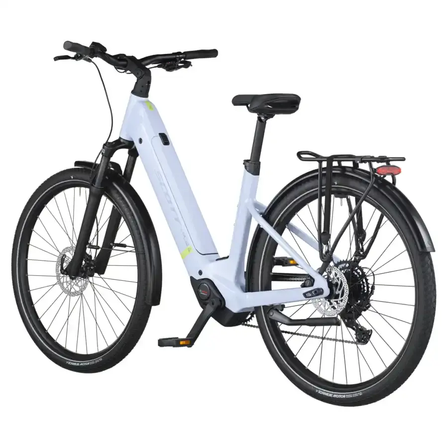 A Bicicleta Elétrica SCOTT Sub Sport 30 tem Quadro em Alloy, Transmissão Shimano CUES 9 VL,  um motor Bosch Perf PX e uma bateria de 540 Wh.