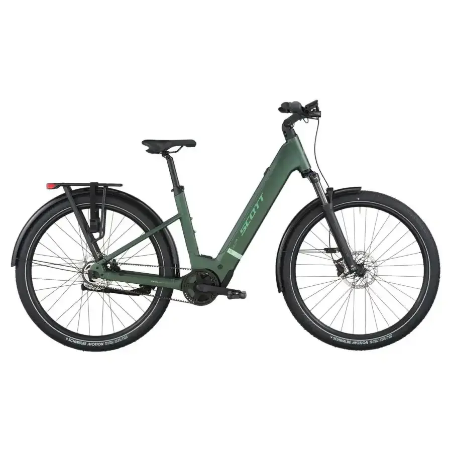 A Bicicleta Elétrica SCOTT Sub Tour 10 Wave tem Quadro em Alloy, um motor Bosch Perf PX  e uma bateria de 800 Wh.