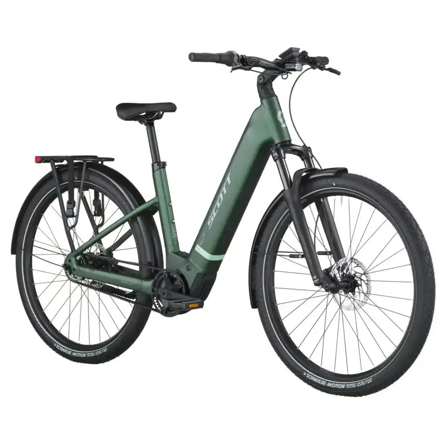 A Bicicleta Elétrica SCOTT Sub Tour 10 Wave tem Quadro em Alloy, um motor Bosch Perf PX  e uma bateria de 800 Wh.