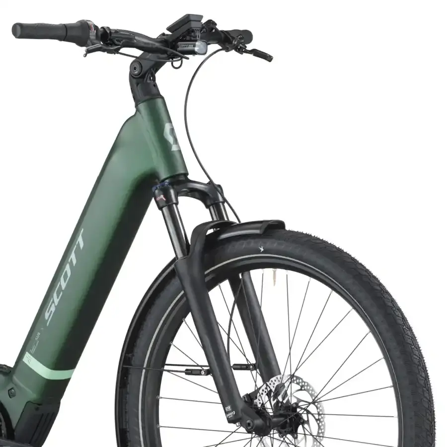A Bicicleta Elétrica SCOTT Sub Tour 10 Wave tem Quadro em Alloy, um motor Bosch Perf PX  e uma bateria de 800 Wh.