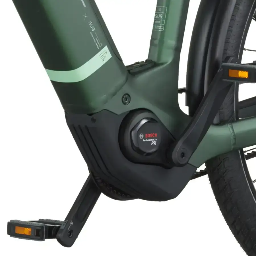 A Bicicleta Elétrica SCOTT Sub Tour 10 Wave tem Quadro em Alloy, um motor Bosch Perf PX  e uma bateria de 800 Wh.