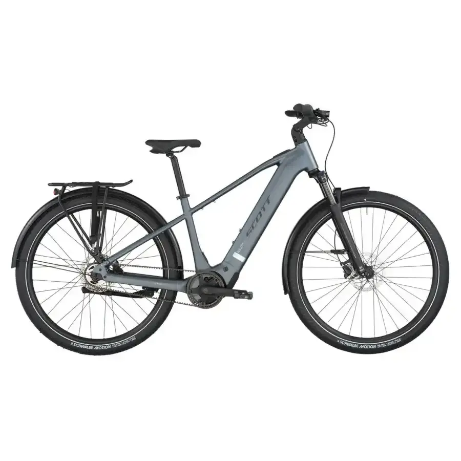 A Bicicleta Elétrica SCOTT Sub Tour 20 tem Quadro em Alloy, um motor Bosch Perf PX e uma bateria de 600 Wh.