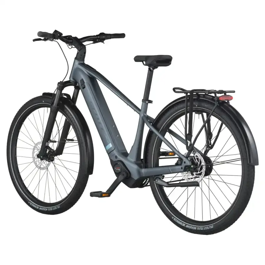 A Bicicleta Elétrica SCOTT Sub Tour 20 tem Quadro em Alloy, um motor Bosch Perf PX e uma bateria de 600 Wh.