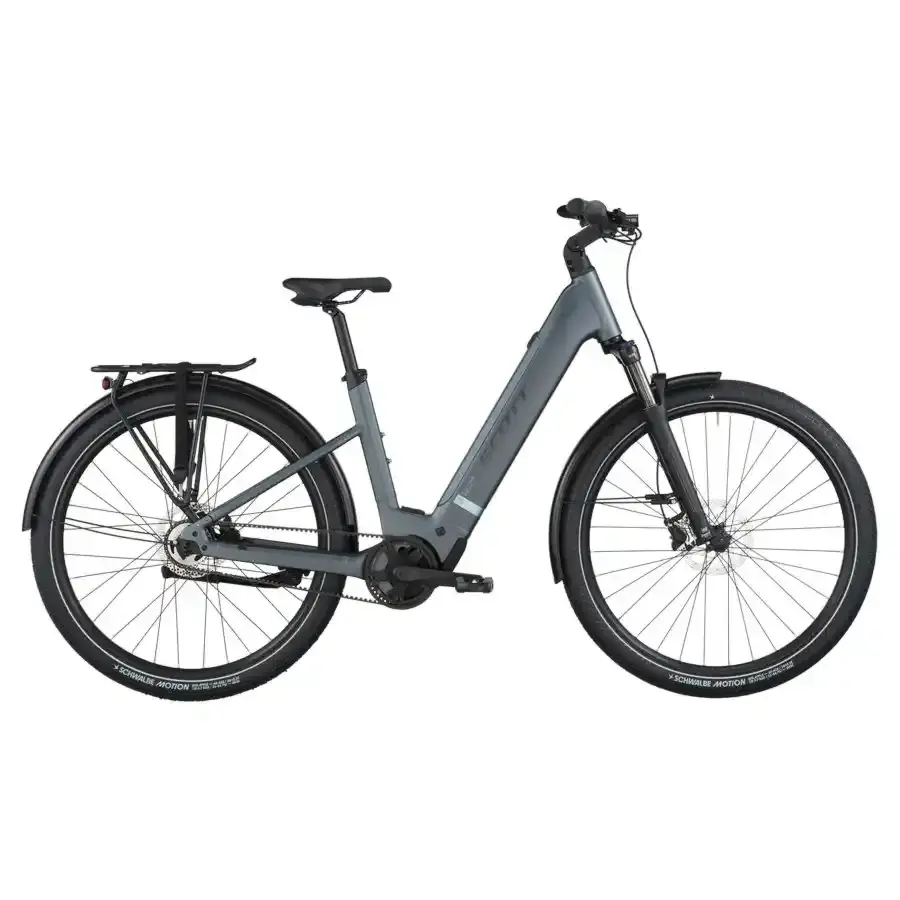 A Bicicleta Elétrica SCOTT Sub Tour 20 Wave tem Quadro em Alloy, um motor Bosch Perf PX e uma bateria de 600 Wh.