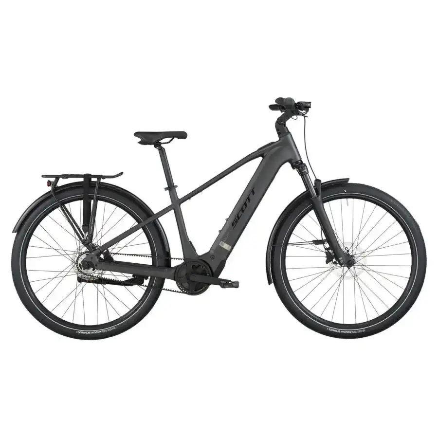 A Bicicleta Elétrica SCOTT Sub Tour 30 tem Quadro em Alloy, um motor Bosch Perf PX e uma bateria de 540 Wh.