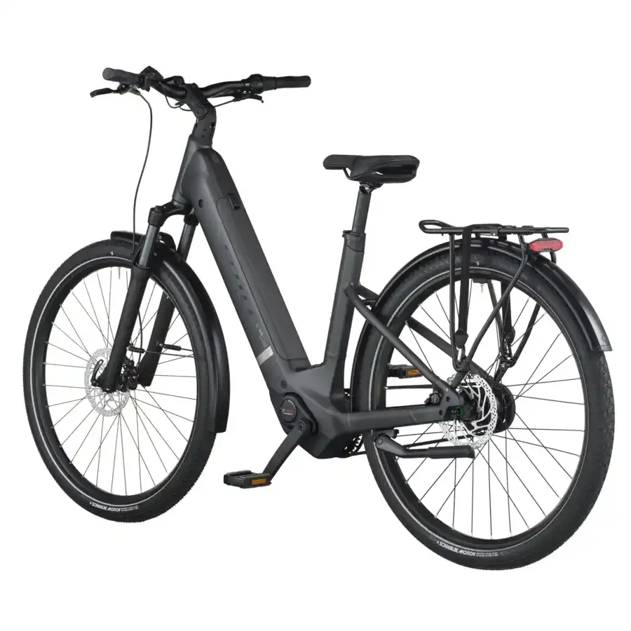 A Bicicleta Elétrica SCOTT Sub Tour 30 Wave tem Quadro em Alloy, um motor Bosch Perf PX e uma bateria de 540 Wh.