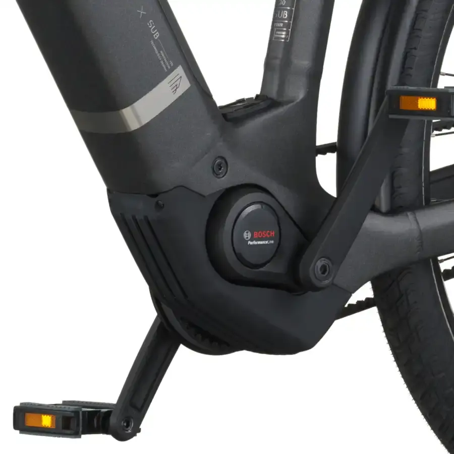 A Bicicleta Elétrica SCOTT Sub Tour 30 Wave tem Quadro em Alloy, um motor Bosch Perf PX e uma bateria de 540 Wh.