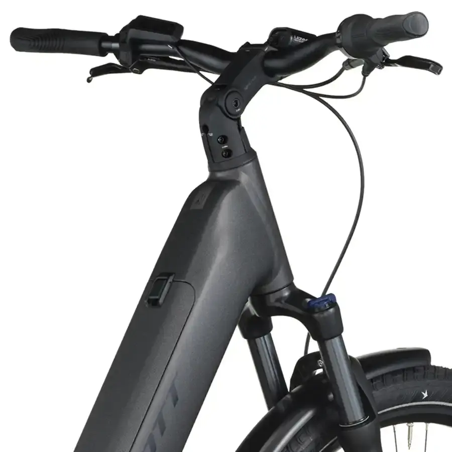A Bicicleta Elétrica SCOTT Sub Tour 30 Wave tem Quadro em Alloy, um motor Bosch Perf PX e uma bateria de 540 Wh.