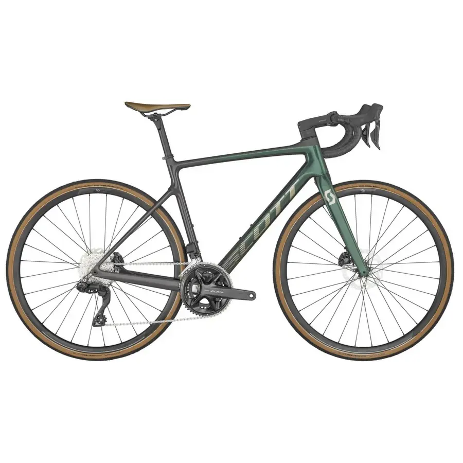 A Bicicleta SCOTT Addict 20 Blue tem Quadro em Carbono HMF, Forqueta Addict em Carbono HMF e Shimano 105 Di2 Disc de 24VL.