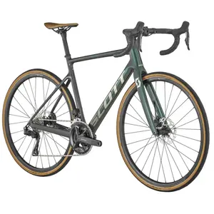 A Bicicleta SCOTT Addict 20 Blue tem Quadro em Carbono HMF, Forqueta Addict em Carbono HMF e Shimano 105 Di2 Disc de 24VL.