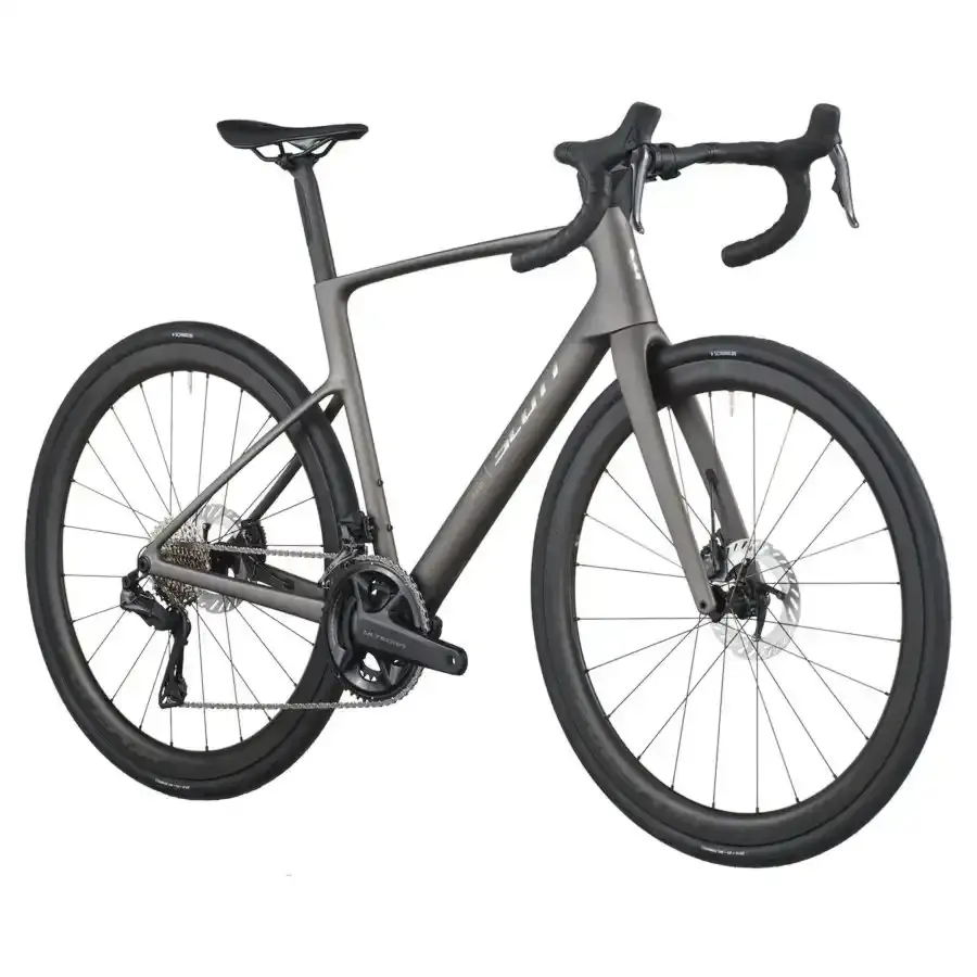 A Bicicleta SCOTT Addict 20 tem Quadro Addict RC Carbono HMF e Transmissão Shimano Ultegra Di2 Disc 24 VL.