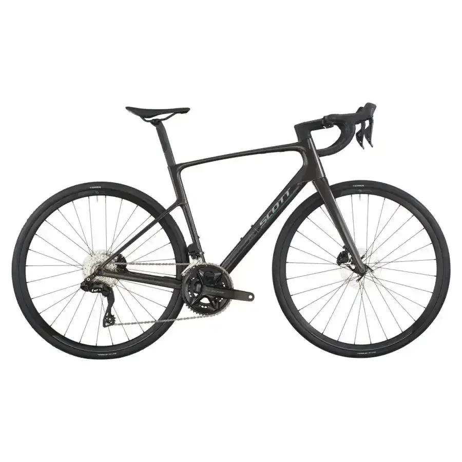 A Bicicleta SCOTT Addict 40 tem Quadro Addict RC Carbono HMF e Transmissão Shimano 105 Di2 Disc 24 VL.