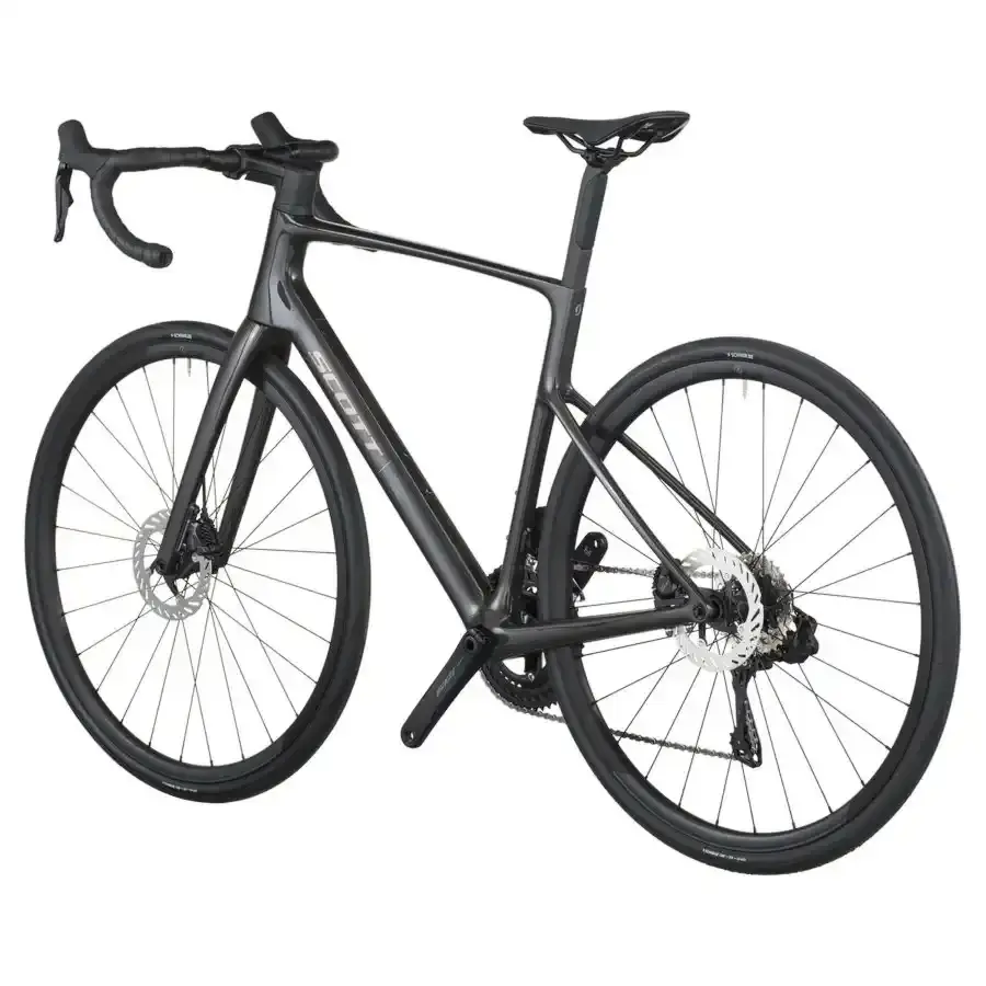A Bicicleta SCOTT Addict 40 tem Quadro Addict RC Carbono HMF e Transmissão Shimano 105 Di2 Disc 24 VL.