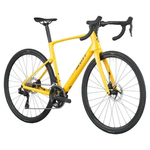 A Bicicleta SCOTT Addict 40 tem Quadro Addict RC Carbono HMF e Transmissão Shimano 105 Di2 Disc 24 VL.