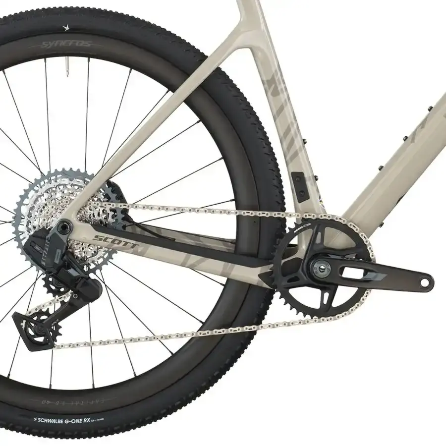 Com a Bicicleta SCOTT Addict Gravel 20 chega rápido à meta, com Quadro em Carbono HMF e Transmissão SRAM RIVAL XPLR AXS Disc 13 VL.