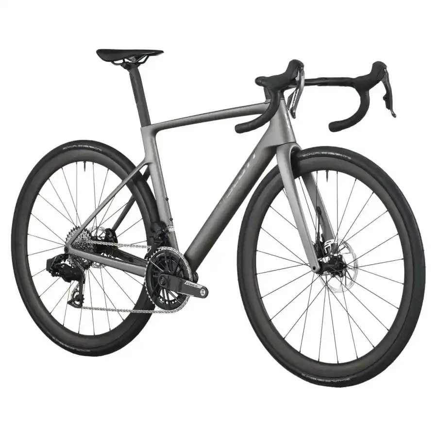 A Bicicleta SCOTT Addict RC Team eleva o desempenho com o seu Quadro Addict RC em Carbono HMX  e Transmissão SRAM FORCE AXS Disc 24 VL.
