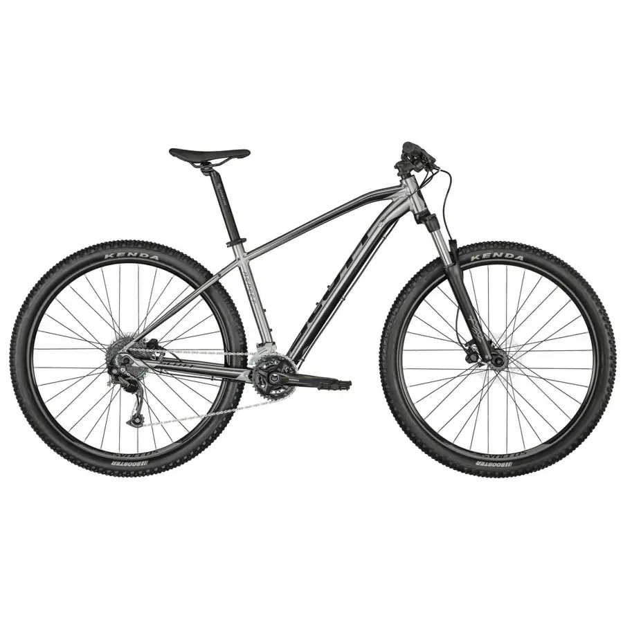 A Bicicleta SCOTT Aspect 950 Grey tem quadro em Alumínio, Suspensão Suntour XCT30-HLO e Shimano Altus de 18VL.