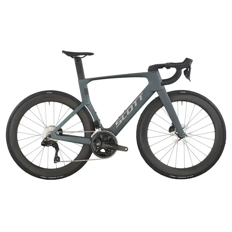 A Bicicleta SCOTT Foil RC 20 tem Quadro em Carbono HMX e transmissão  Shimano 105 Di2 24 VL.