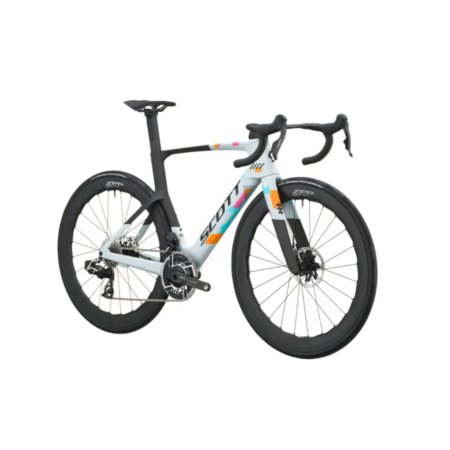 BICICLETA SCOTT FOIL RC TEAM REPLICA A bicicleta Foil RC Team Replica tem Quadro em Carbono HMX, Forqueta em Carbono HMX e Espigão Syncros Duncan SL Aero CFT em Carbono.