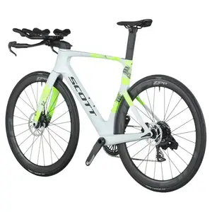 A Bicicleta SCOTT Foil RC Tri tem Quadro em Carbono HMX e transmissão SRAM FORCE AXS Disc 24 VL.