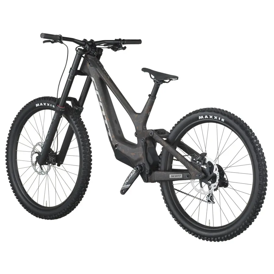 A Bicicleta SCOTT Gambler 10 tem Quadro Gambler Carbono HMX/Alloy, RS Boxxer Base, RS Vivid Coil Base e SRAM GX DH 7 VL.