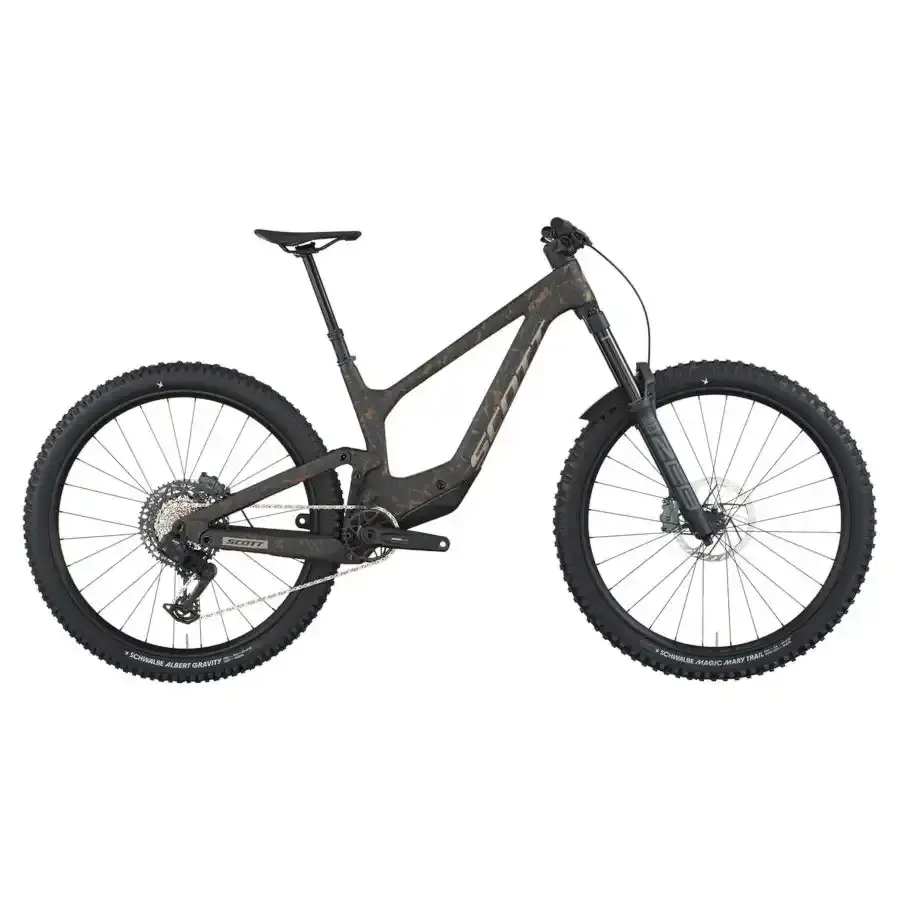 A Bicicleta SCOTT Ransom 910 tem Quadro Carbono HMF-Alloy, RockShox Zeb Select+ e SRAM S1000 AXS 12 VL.